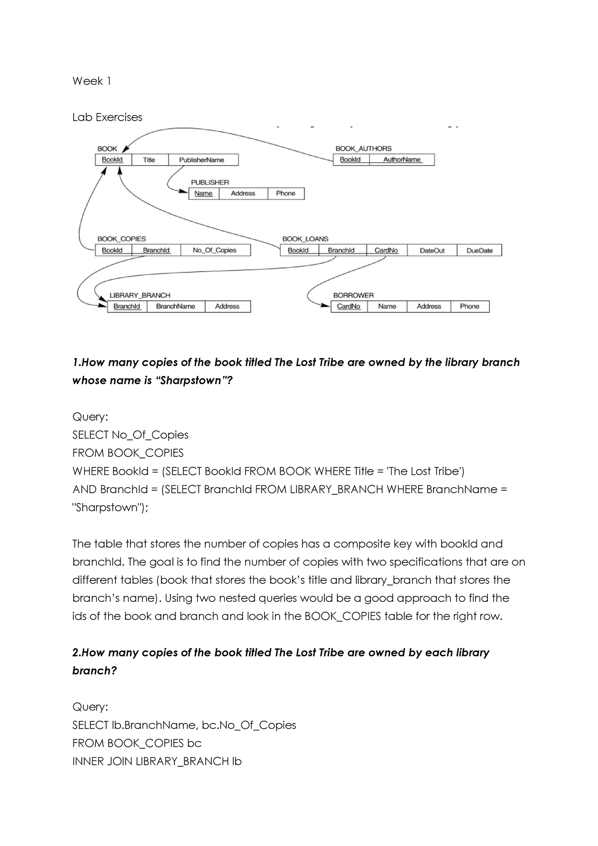 Databases Learning Diary Week 1 Lab Exercises 1 many copies of the