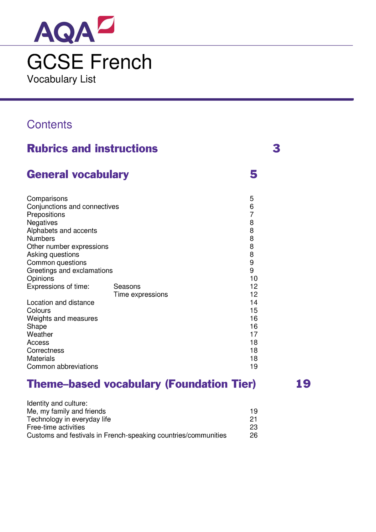 gcse-french-aqa-vocabulary-gcse-french-vocabulary-list-rubrics-and