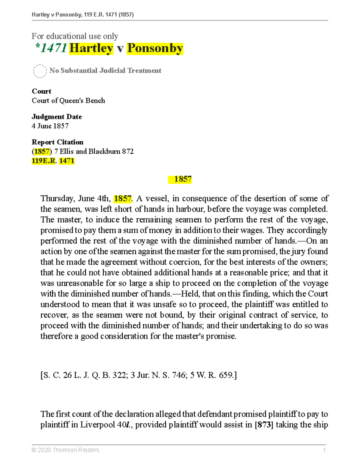 Hartley v Ponsonby Case example For educational use only *1471