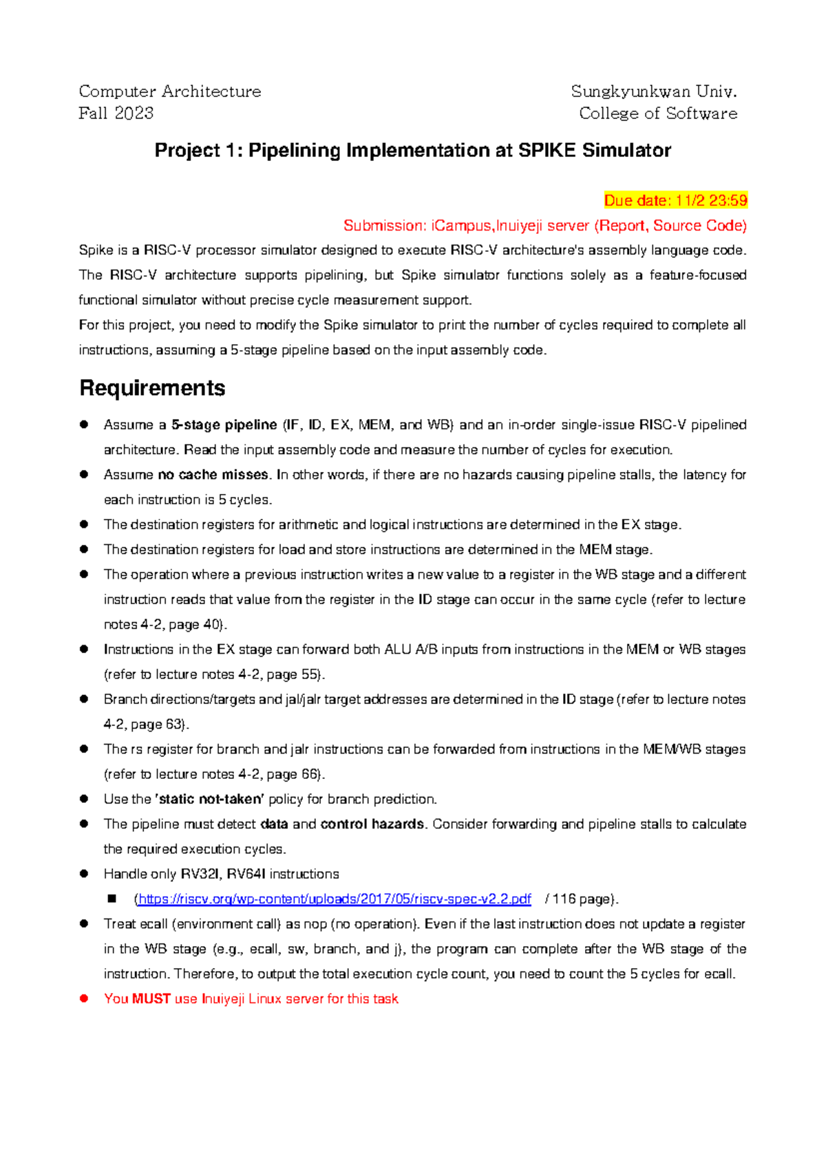 CA Assignment 1 spike 2023 1 - Fall 2023 College of Software Project 1 ...