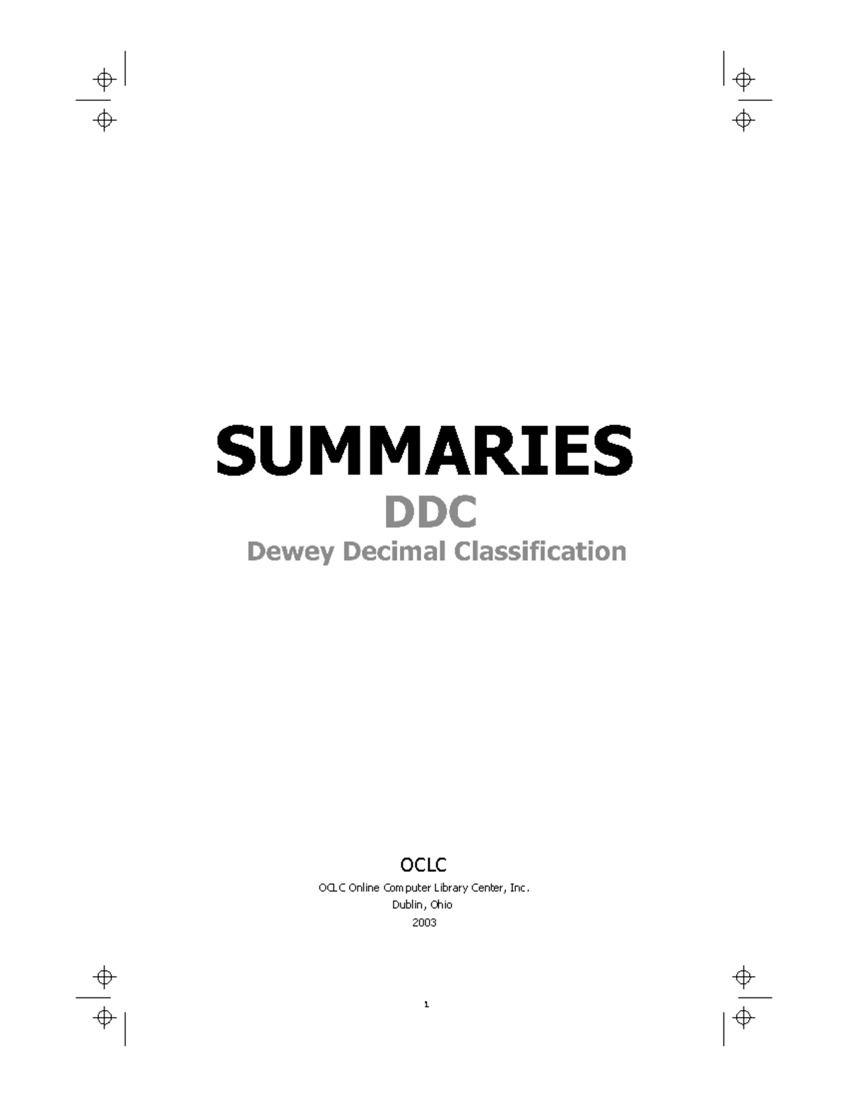 Deweysummaries summary subject organisation summaries ddc dewey