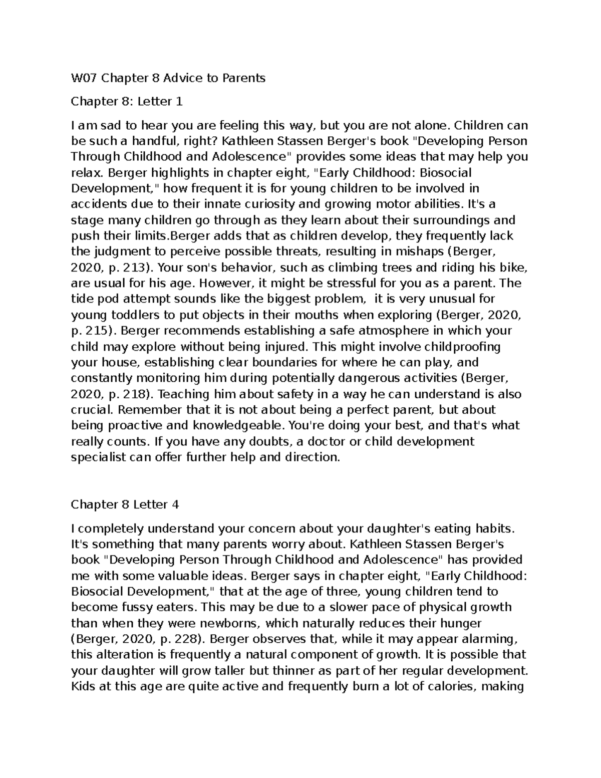 W07 Chapter 8 Advice to Parents - W07 Chapter 8 Advice to Parents ...