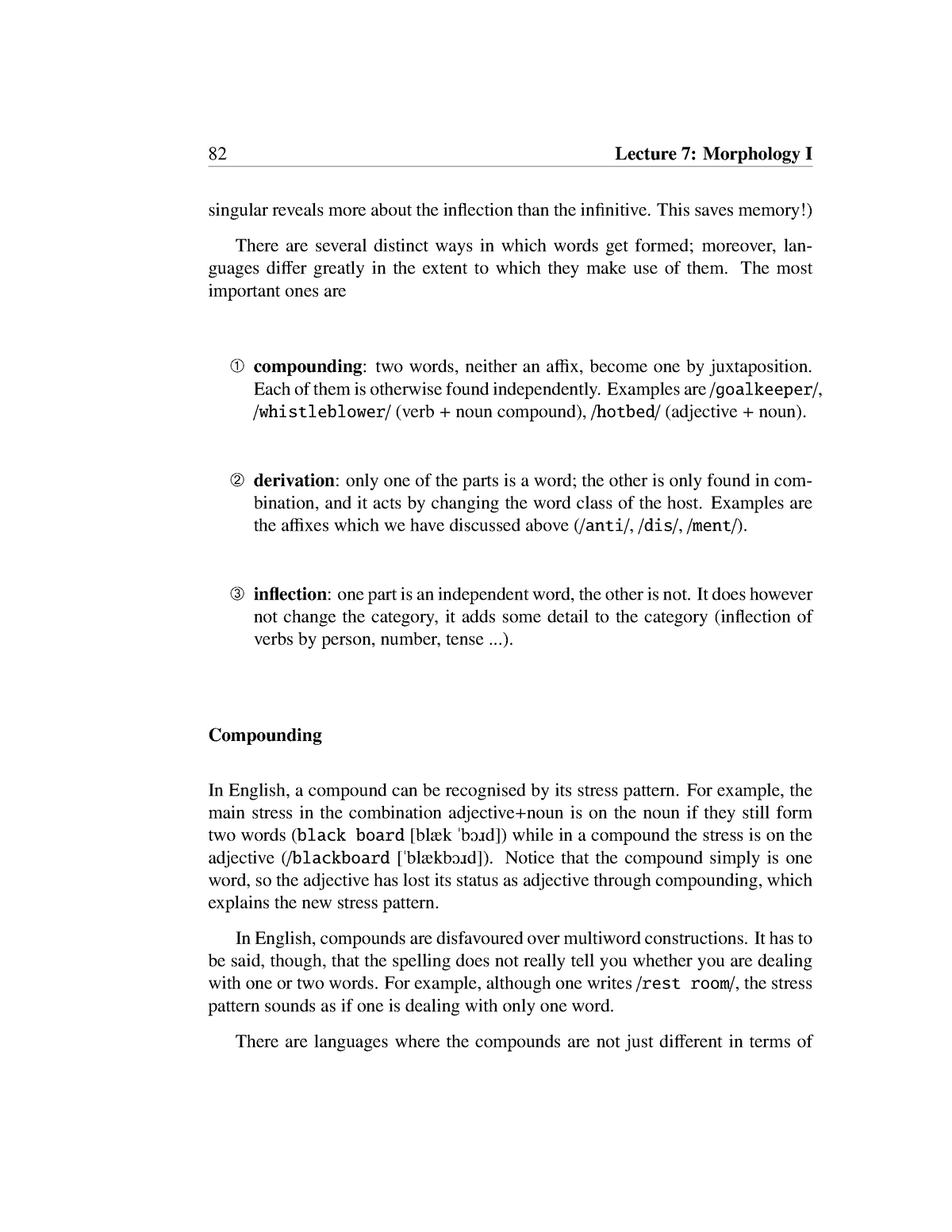 Introduction To Linguistics-28 - 82 Lecture 7: Morphology I Singular ...