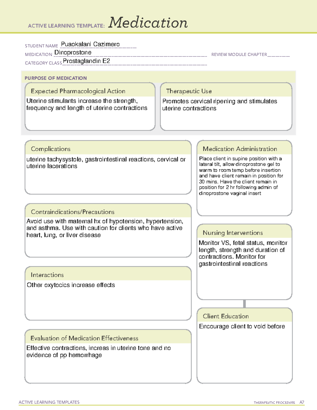 Dinoprostone 306 - n/a - ACTIVE LEARNING TEMPLATES THERAPEUTIC ...