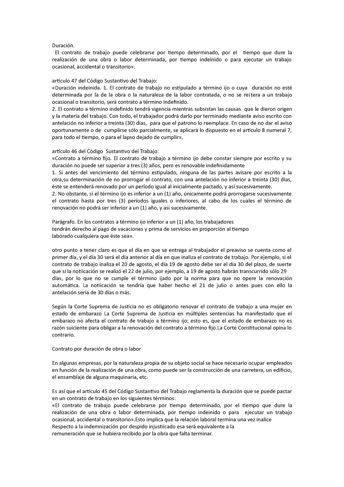 Semana 4 - mmmmmmmmmmmmm - Duración. El contrato de trabajo puede ...