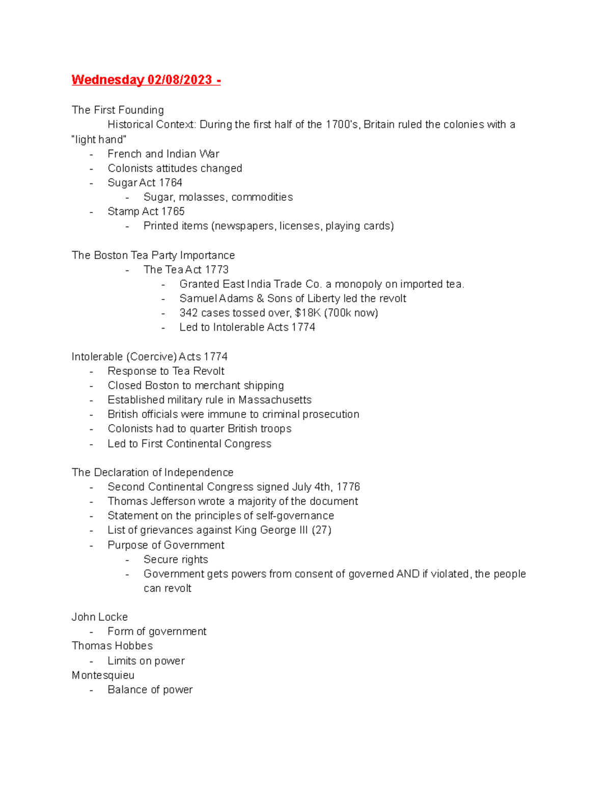 Week 3 - American Government - Wednesday 02/08/2023 - The First ...