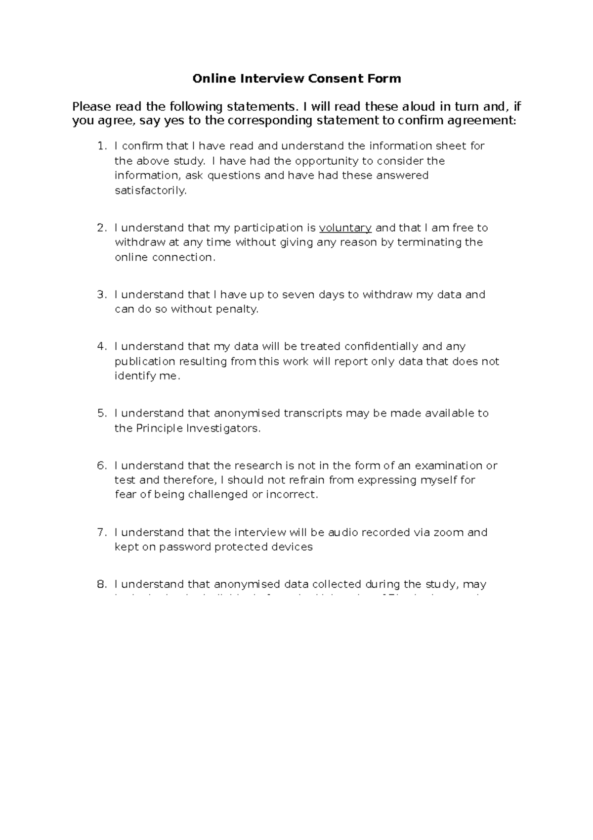 RMA Online Interview Consent Form - Online Interview Consent Form ...