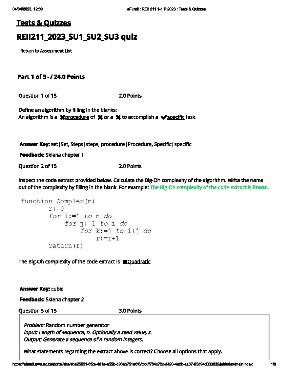 REII 211 Quiz 1 - The following is a Quiz with feedback - REII211 - Studocu