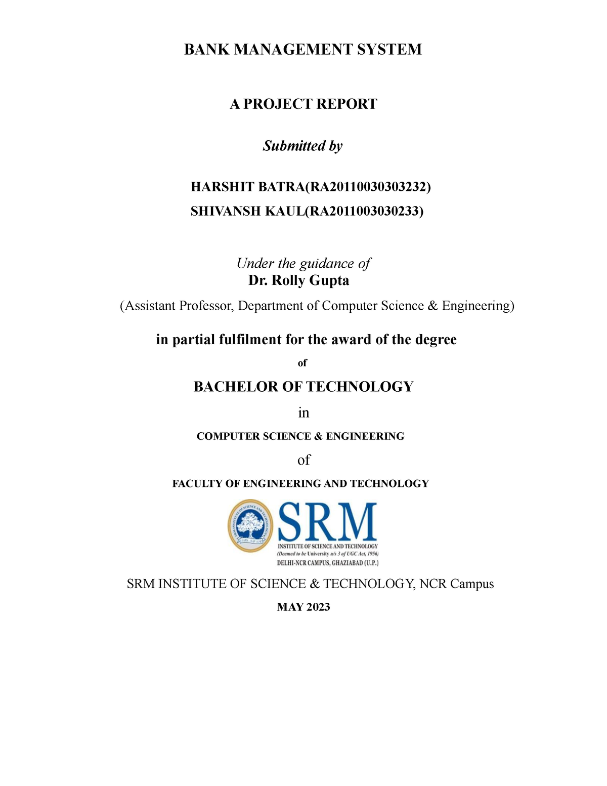 BANK Management System - BANK MANAGEMENT SYSTEM A PROJECT REPORT ...