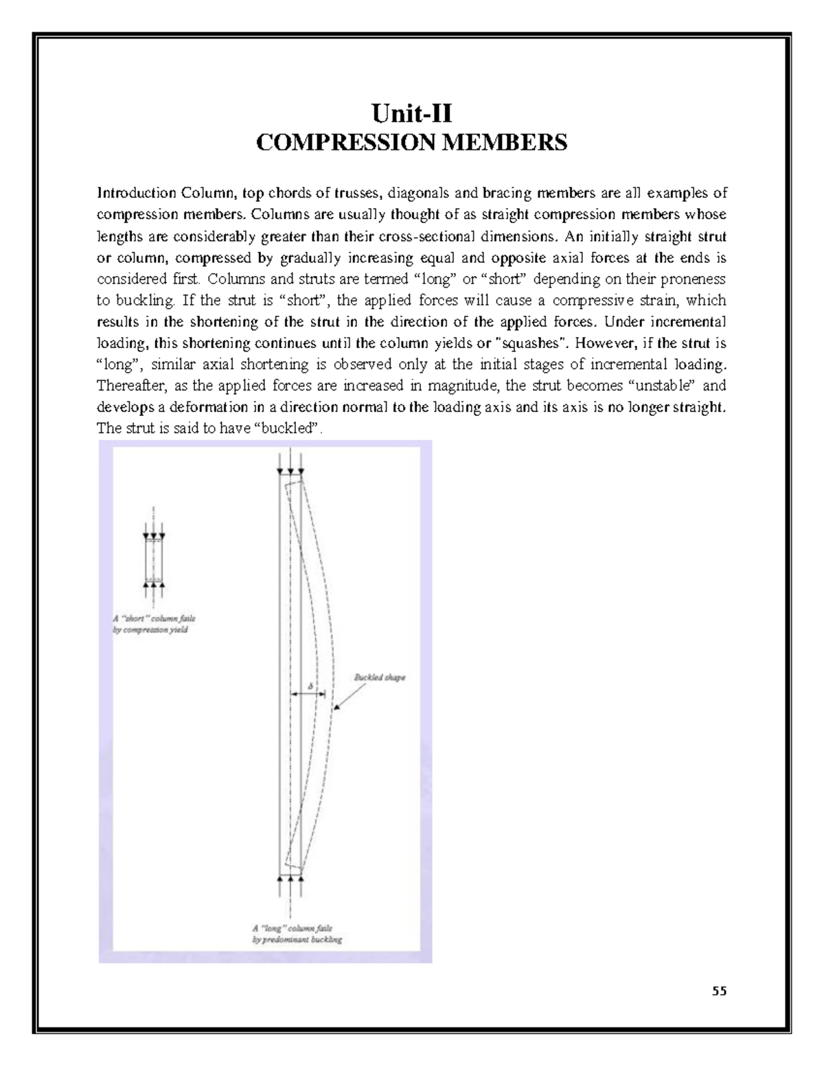 Design Of Compression Members - Unit-II COMPRESSION MEMBERS ...