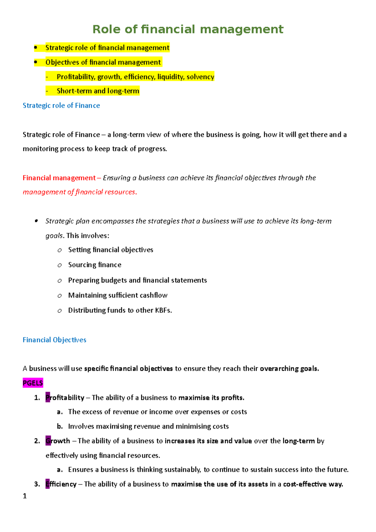 Business Studies HSC Finance Topic 3 97/100 Notes - Role of financial ...
