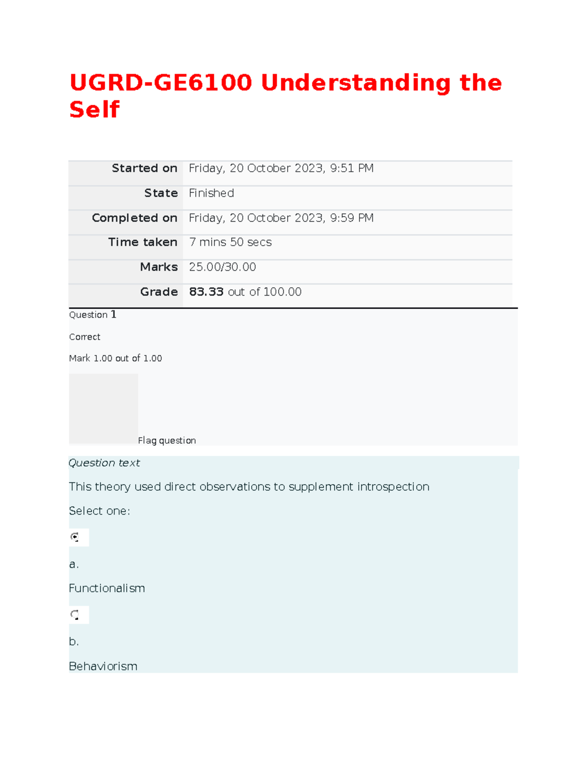 UGRD-GE6100 Understanding The Self (2023 Prelims Midterms) - UGRD ...