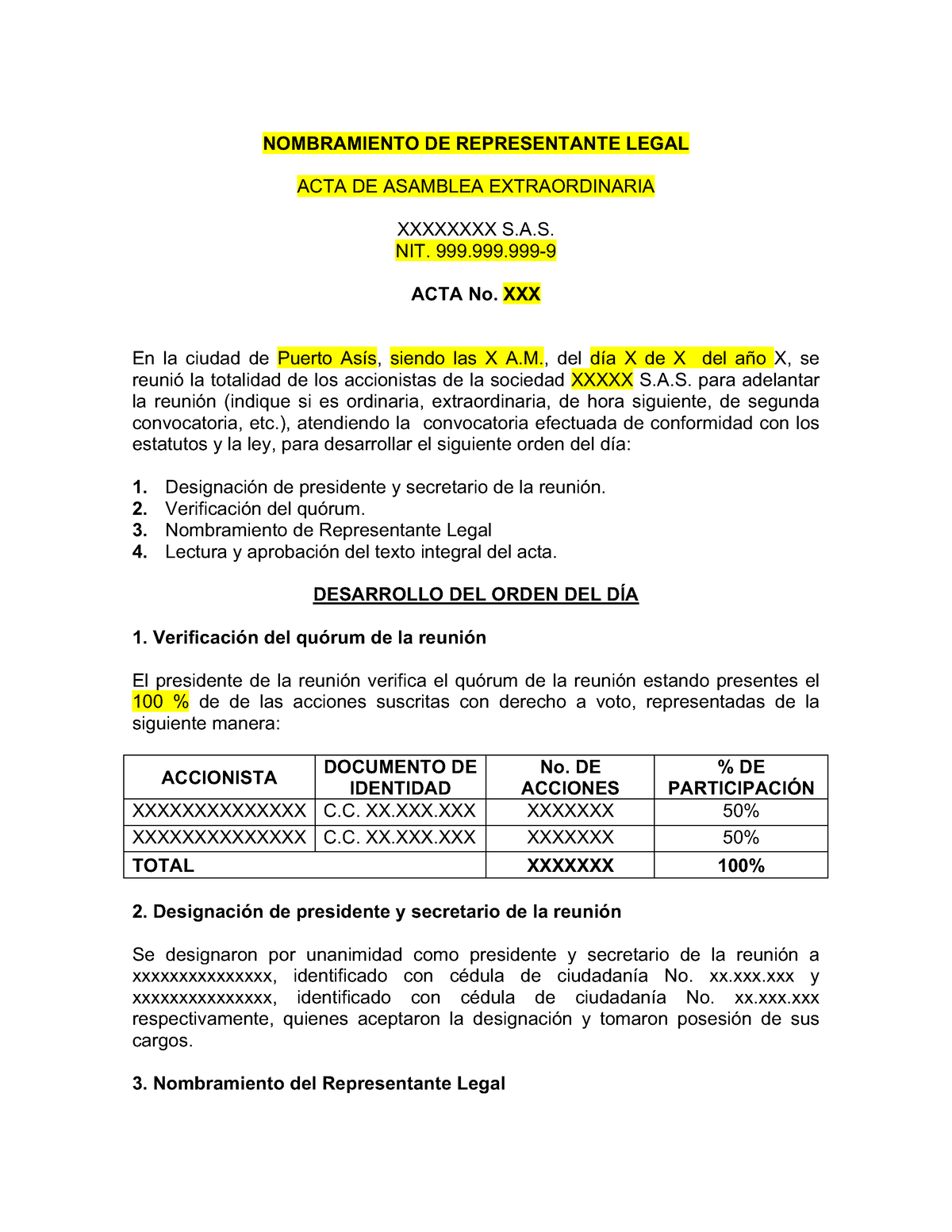 Nombramiento Representante Lgal Nombramiento De Representante Legal