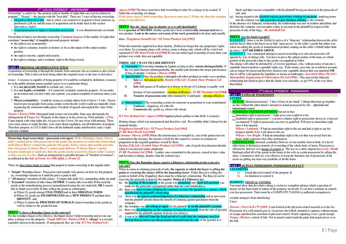 Final- Template-property - 1 ST LEGAL INTEREST – OWNERSHIP : Ownership ...