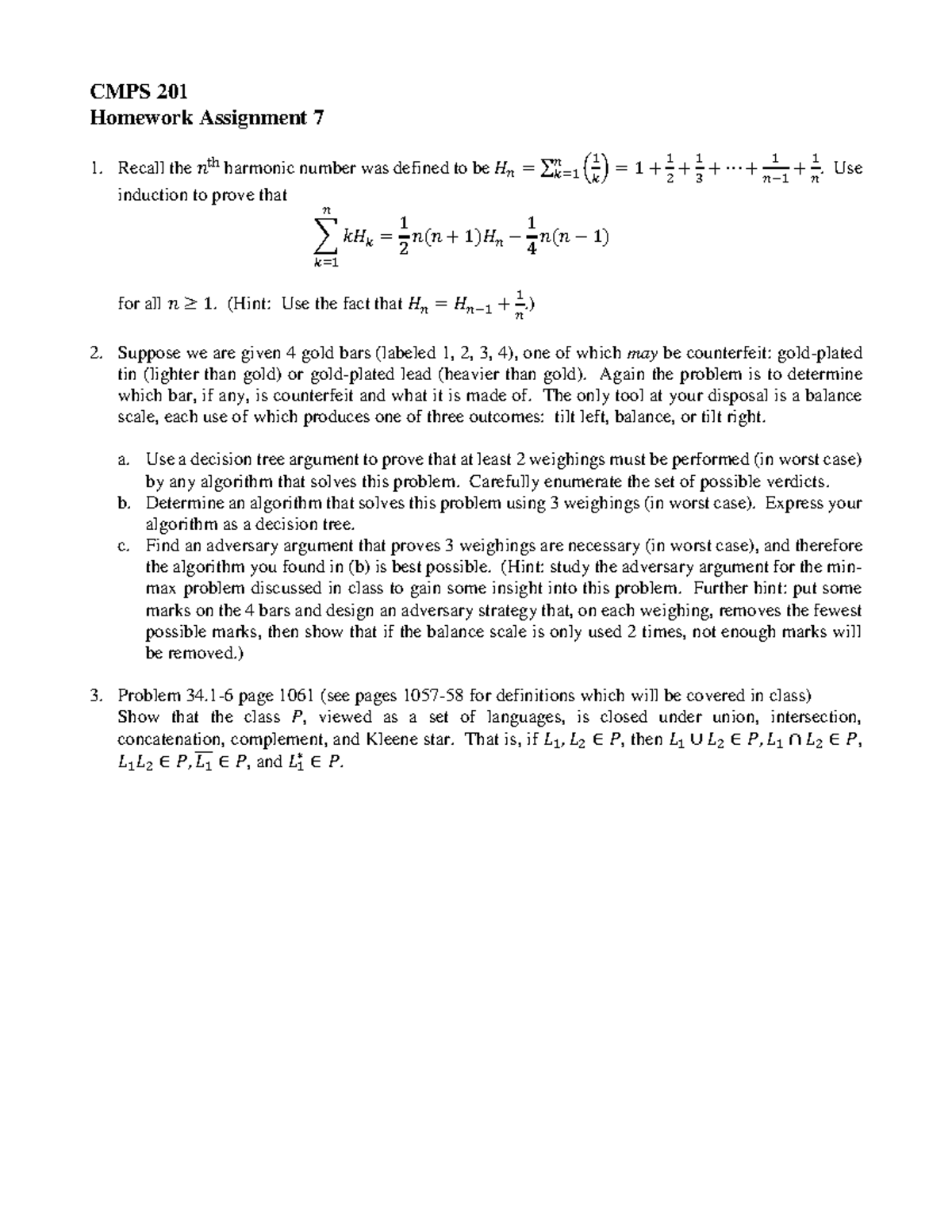 Hw7 - Lecture notes hw7 - CMPS 201 Homework Assignment 7 1 1 1 1 1 1 ...