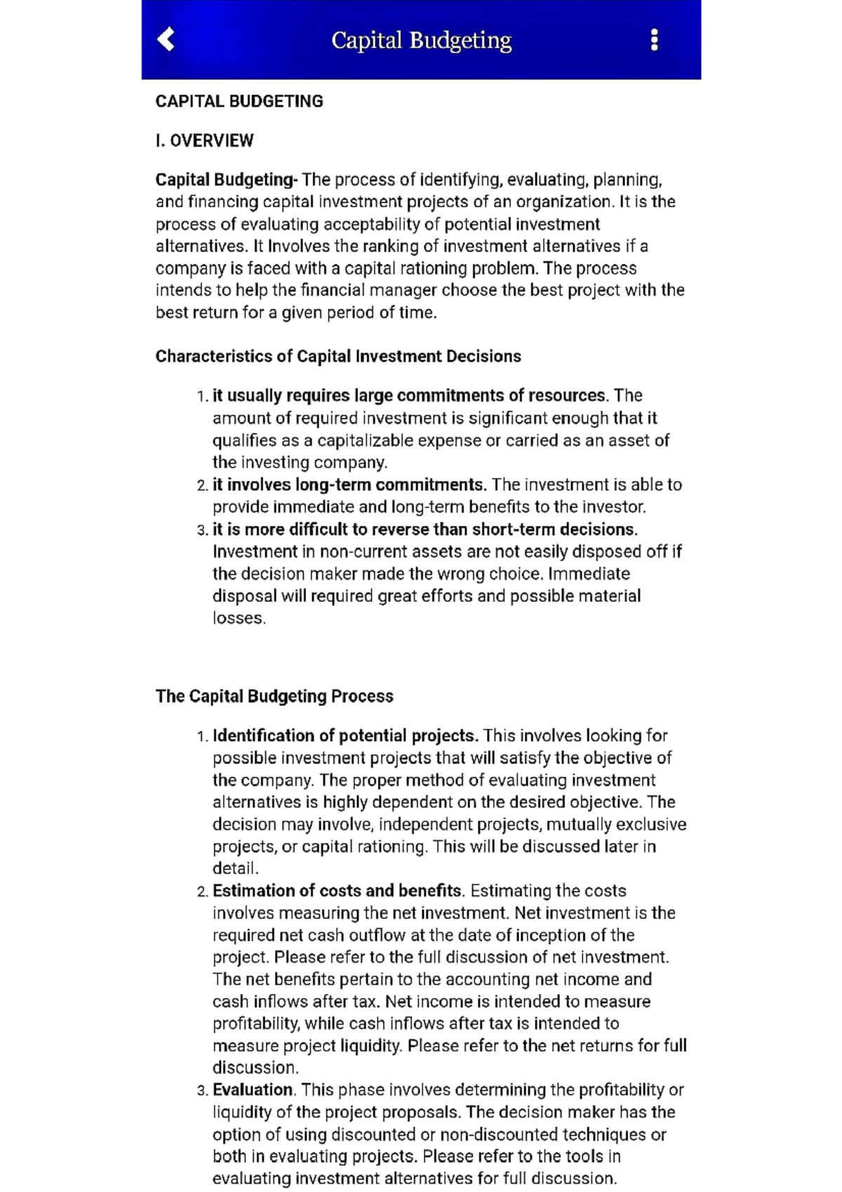 3. Capital Budgeting - Additional notes in MAS - Accountancy - Studocu