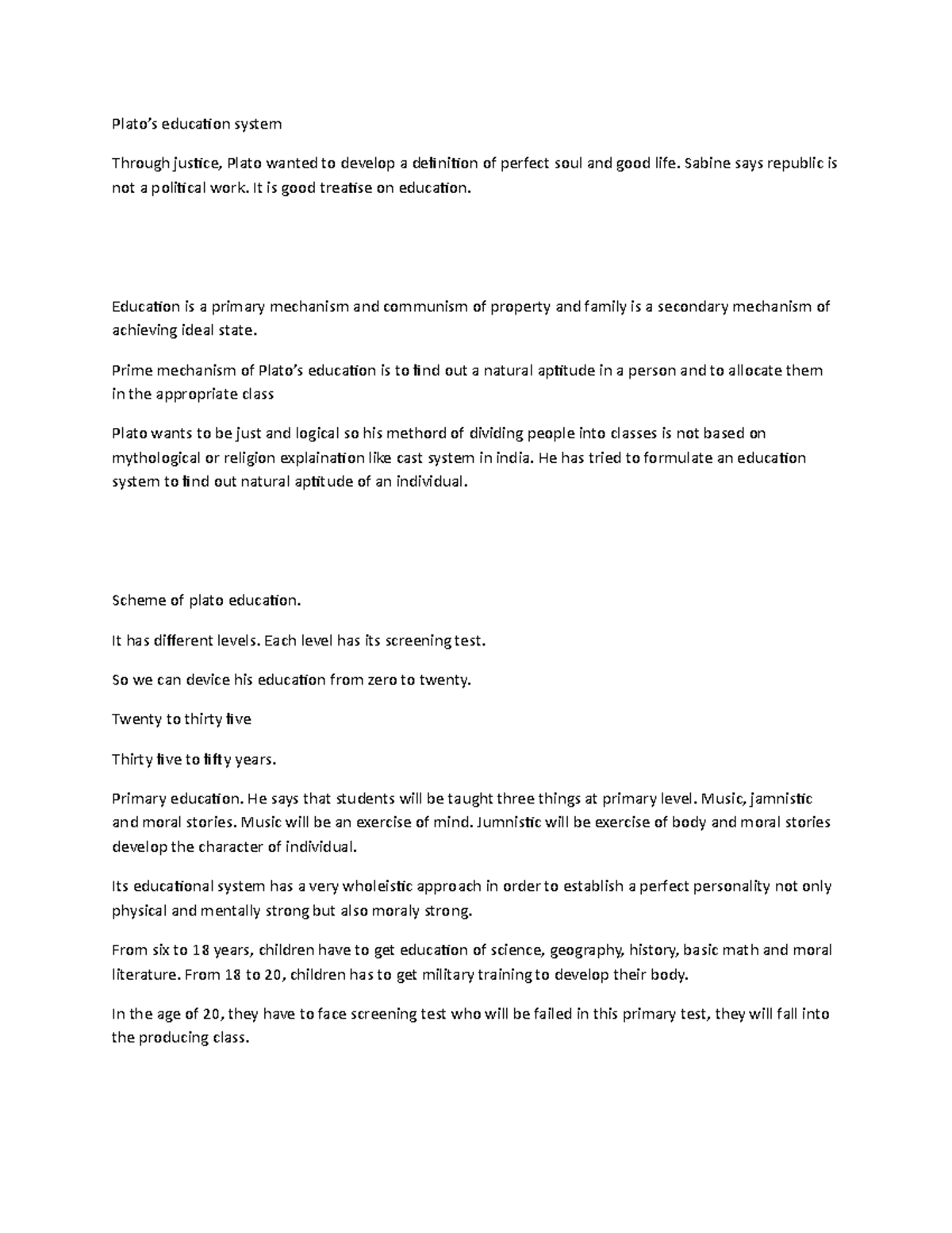 Plato’s theory of education complete Plato’s education system Through