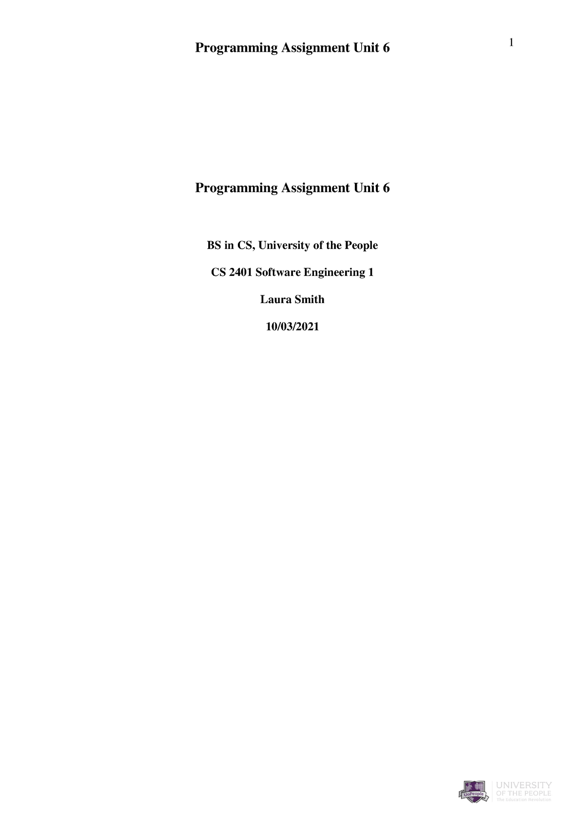 CS2401 Programming Assignment Unit 06 - Programming Assignment Unit 6 ...