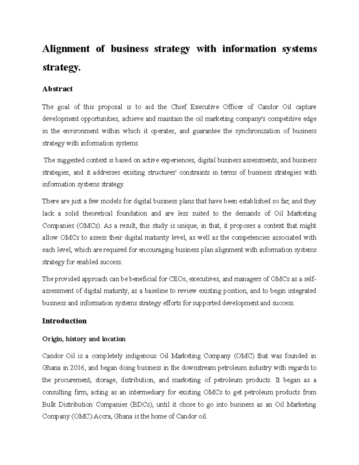 Assignment 3 Information system on Organisation - Alignment of business ...