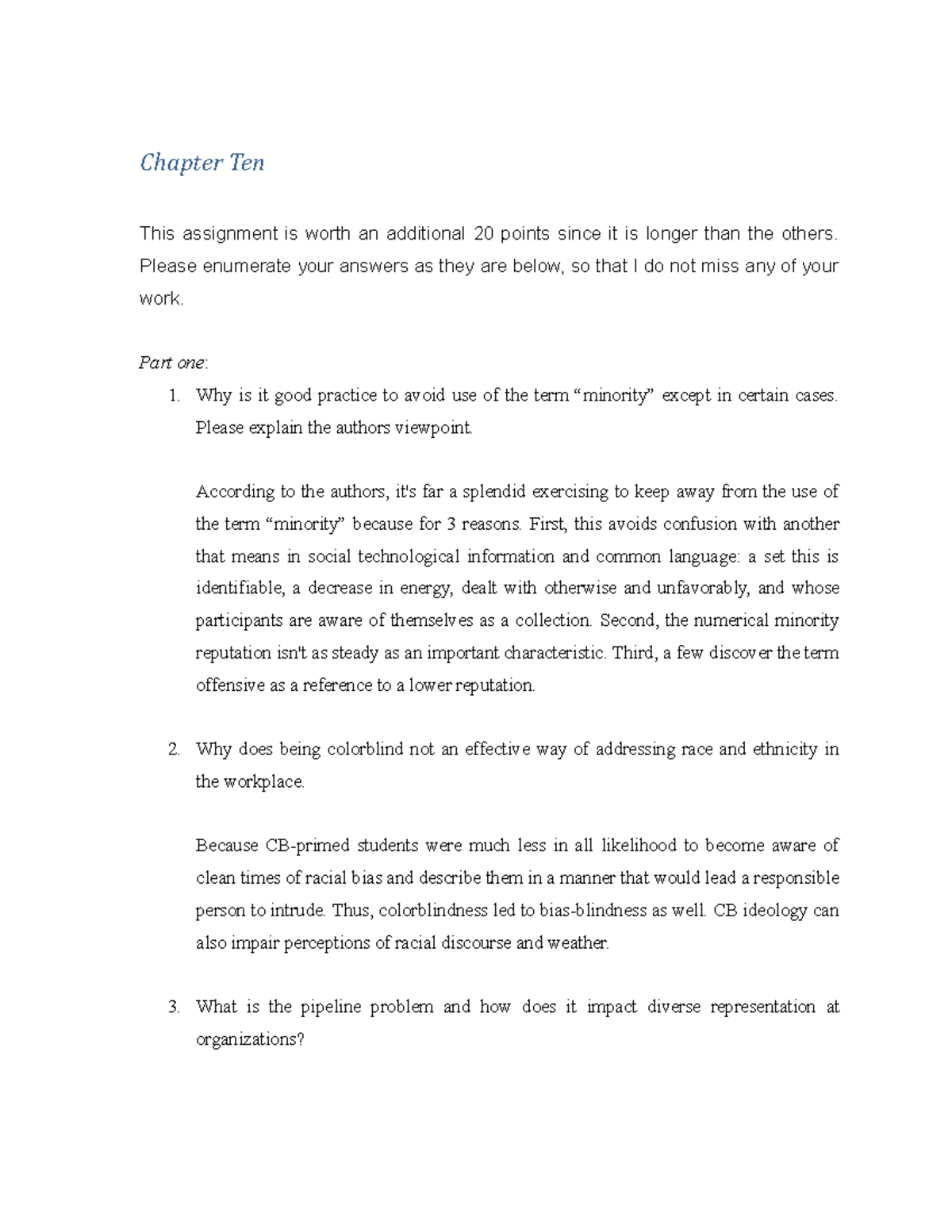 BMGT Assignment-10 - Exercises - Chapter Ten This assignment is worth ...