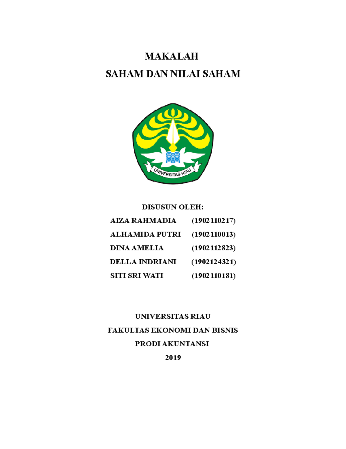 Saham DAN Nilai Saham - MAKALAH SAHAM DAN NILAI SAHAM DISUSUN OLEH ...