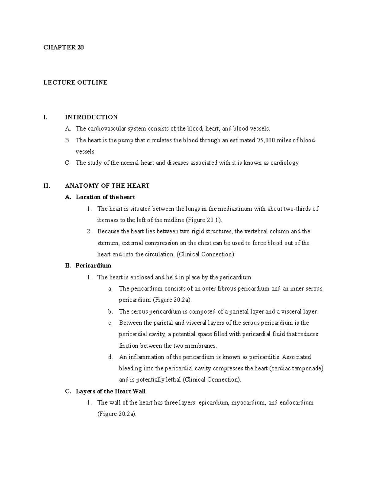 Ch20 - Ch. 20 Notes - CHAPTER 20 LECTURE OUTLINE I. INTRODUCTION A. The ...