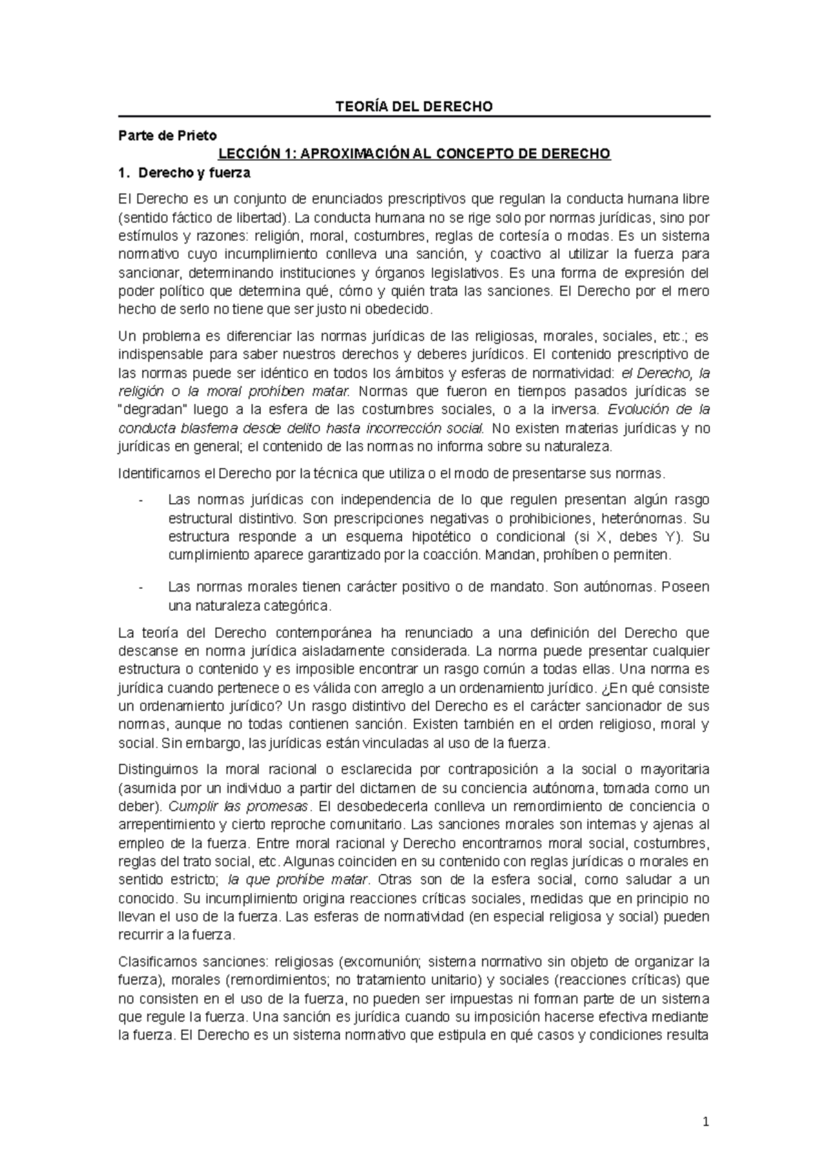 Temario Completo Teor a Del Derecho TEOR A DEL DERECHO Parte De