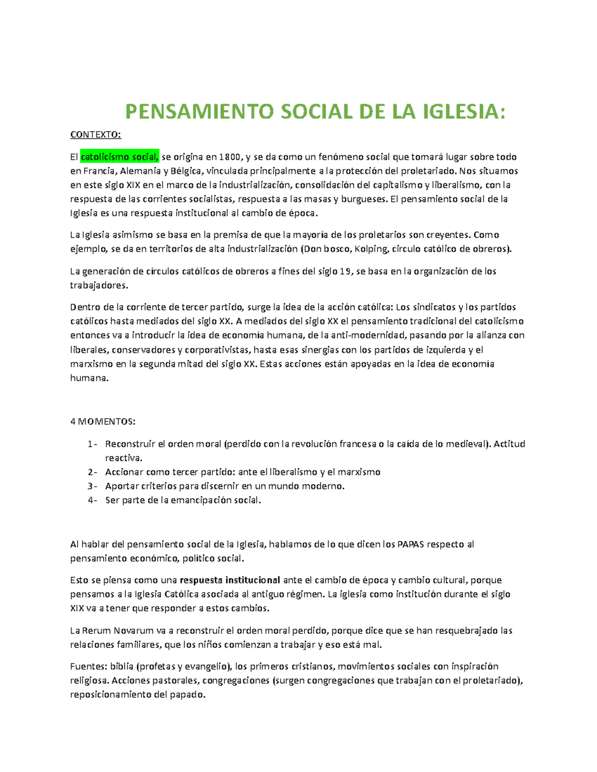 7- Rerum Novarum Pensamiento Social DE LA Iglesia - CONTEXTO: El ...