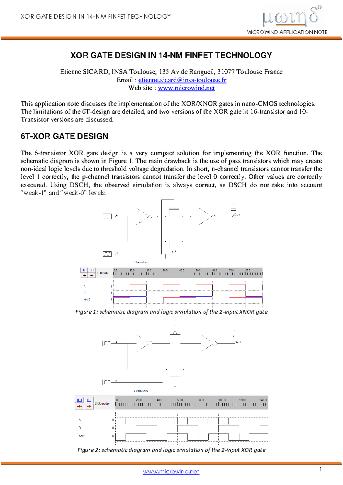 Application Note - XOR Gate design - 1 MICROWIND APPLICATION NOTE XOR ...