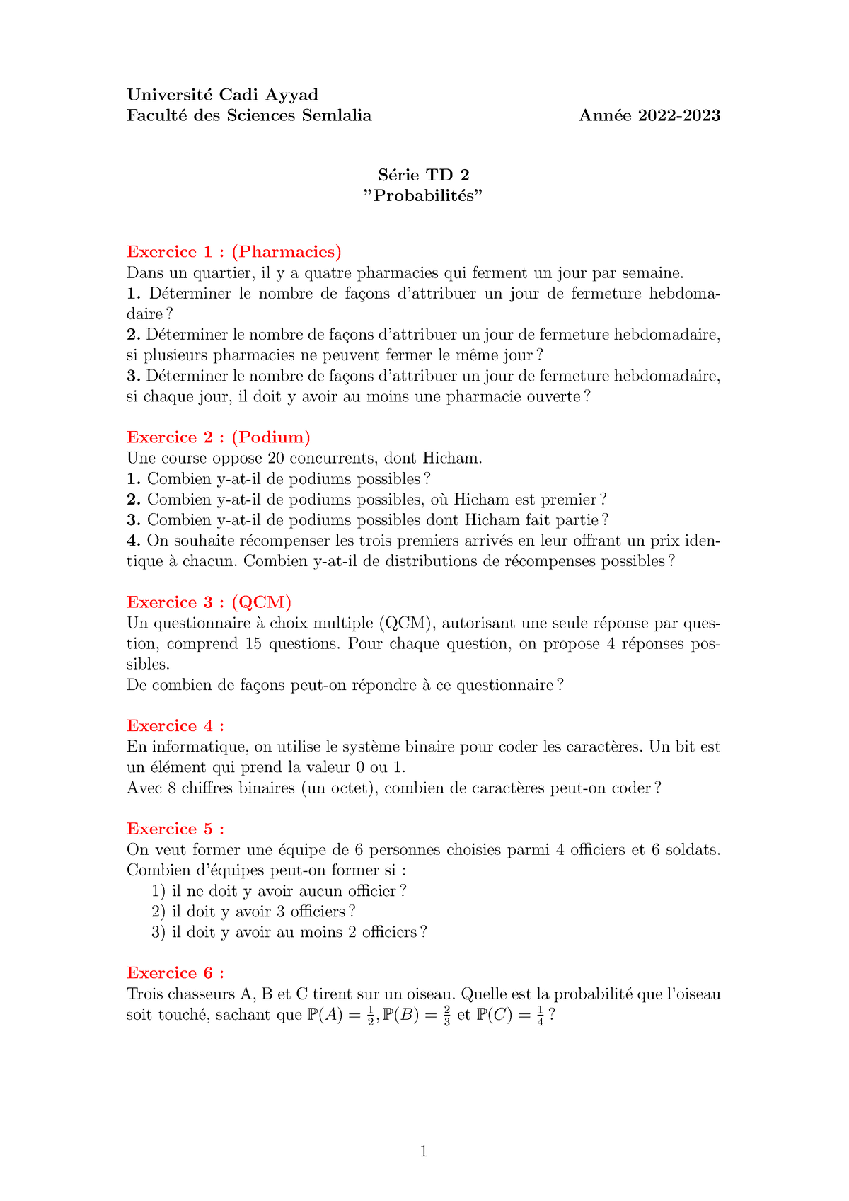 Série TD2 SVTU3 Proba - Universit ́e Cadi Ayyad Facult ́e Des Sciences ...