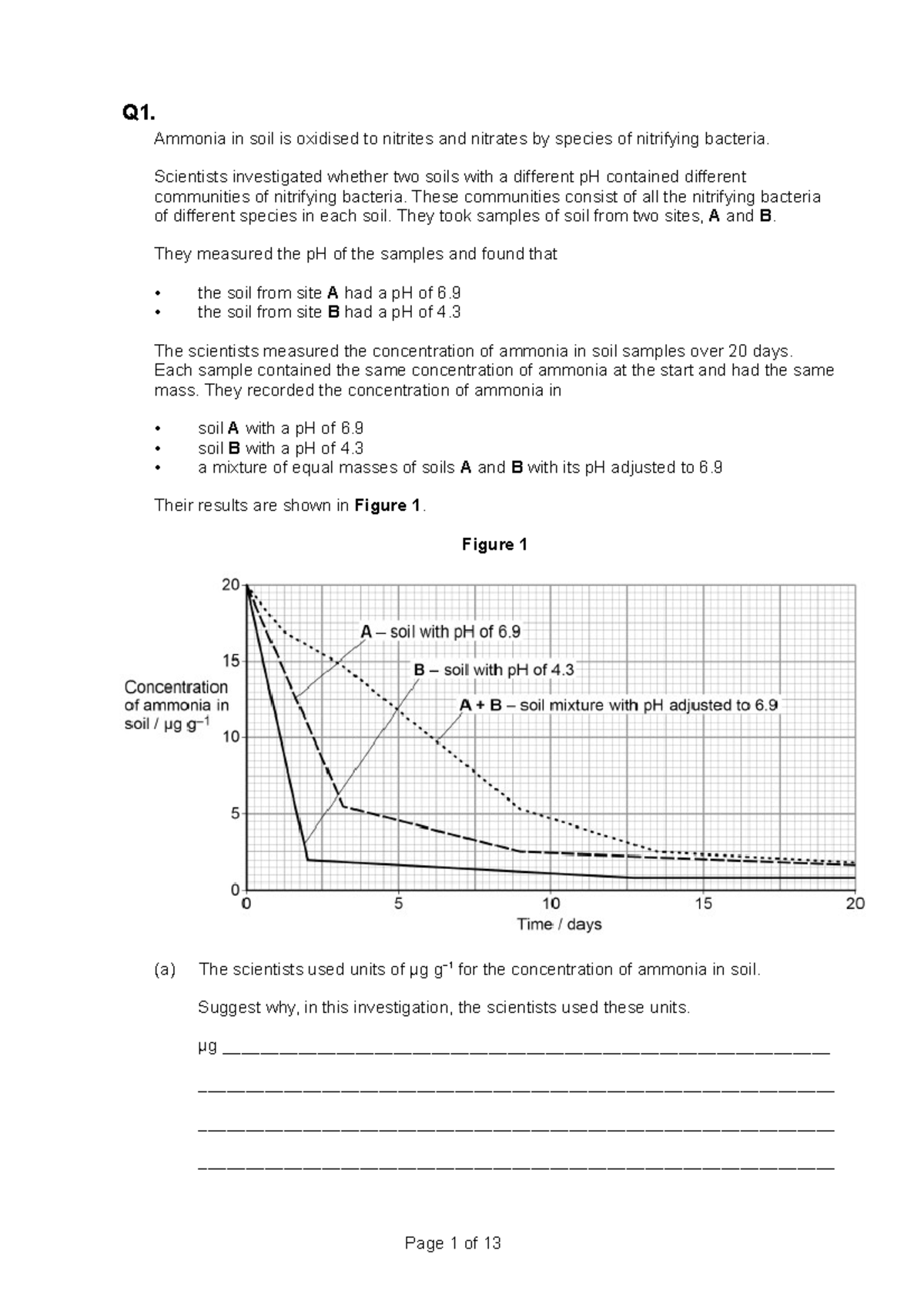 QW week 5 Nutrient cycles - Q1. Ammonia in soil is oxidised to nitrites ...