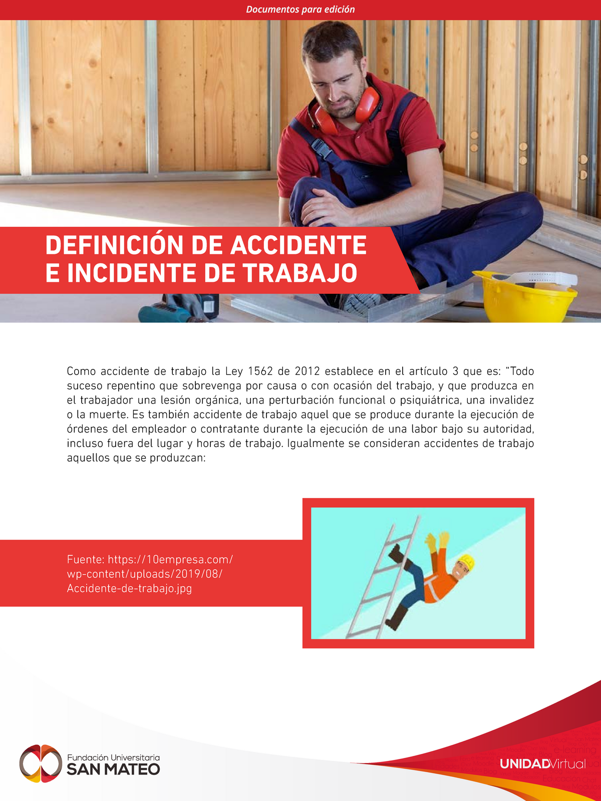 Material Atel Seguriad Y Salud En El Trabajo DefiniciÓn De Accidente E Incidente De Trabajo 4157
