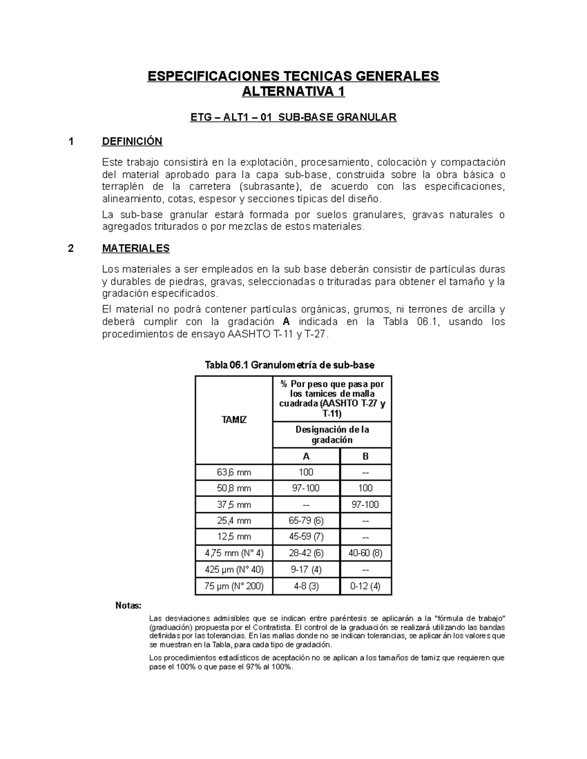 Especificaciones Tecnicas claudia - ESPECIFICACIONES TECNICAS GENERALES ...
