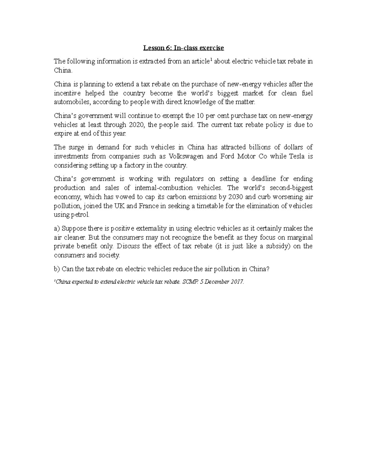 Lesson 6 in class exercise in use - StuDocu