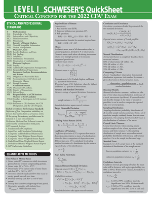 Cfa level 1 quicksheet sample - LEVEL I SCHWESER'S QuickSheet