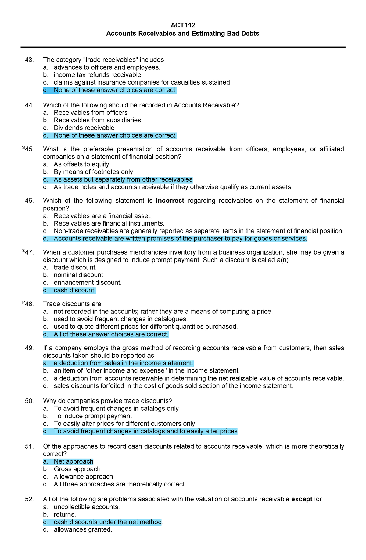 112-accounts-receivables-and-bad-debts-estimatiton-practice-set-best