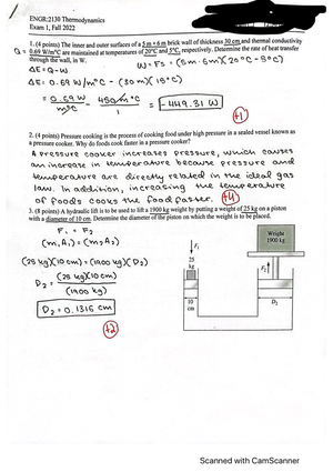 Fundamentals of Thermodynamics Final Exam - Studocu