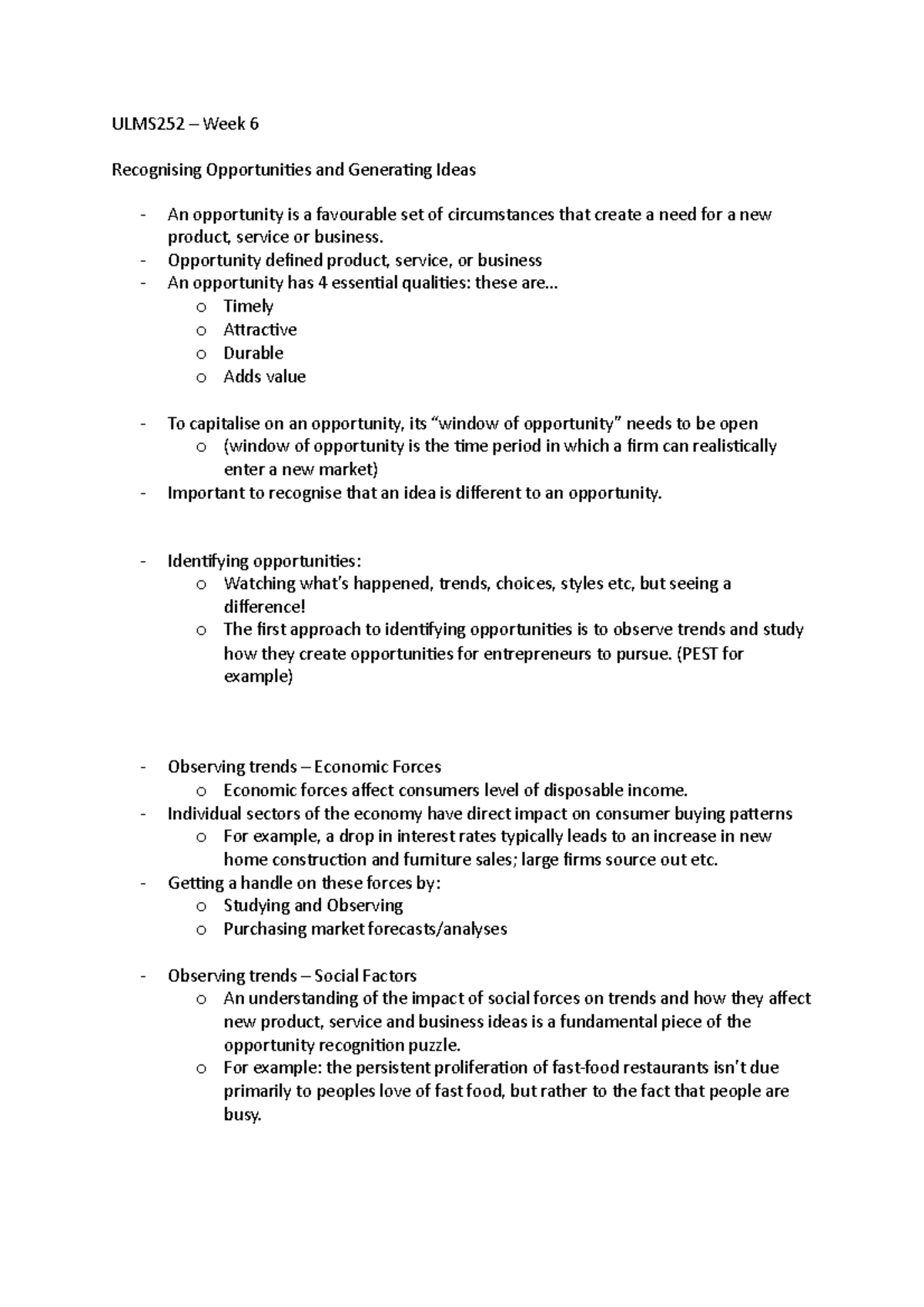 ULMS252 - Week 6 Lecture Notes - ULMS252 – Week 6 Recognising ...