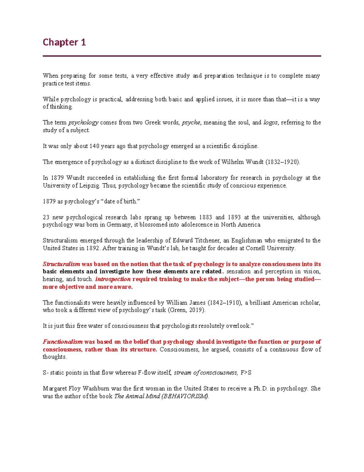 Chapter 1 Summary Psychology Themes And Variations Chapter 1 When