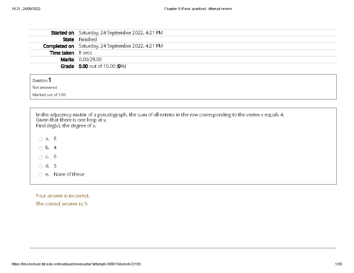 Chapter-9-Pass -practice -Attempt-review - Started on Saturday, 24 ...