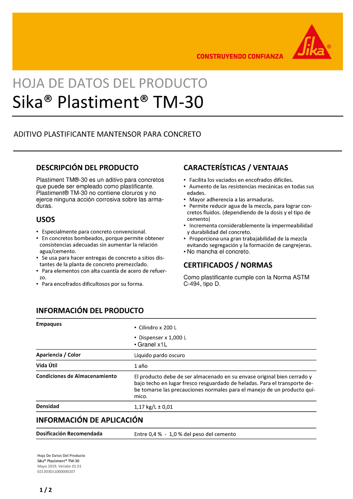 Sika Plastiment Tm-30 - Opcion 2 - Técnicas De Comunicación - IESTP ...