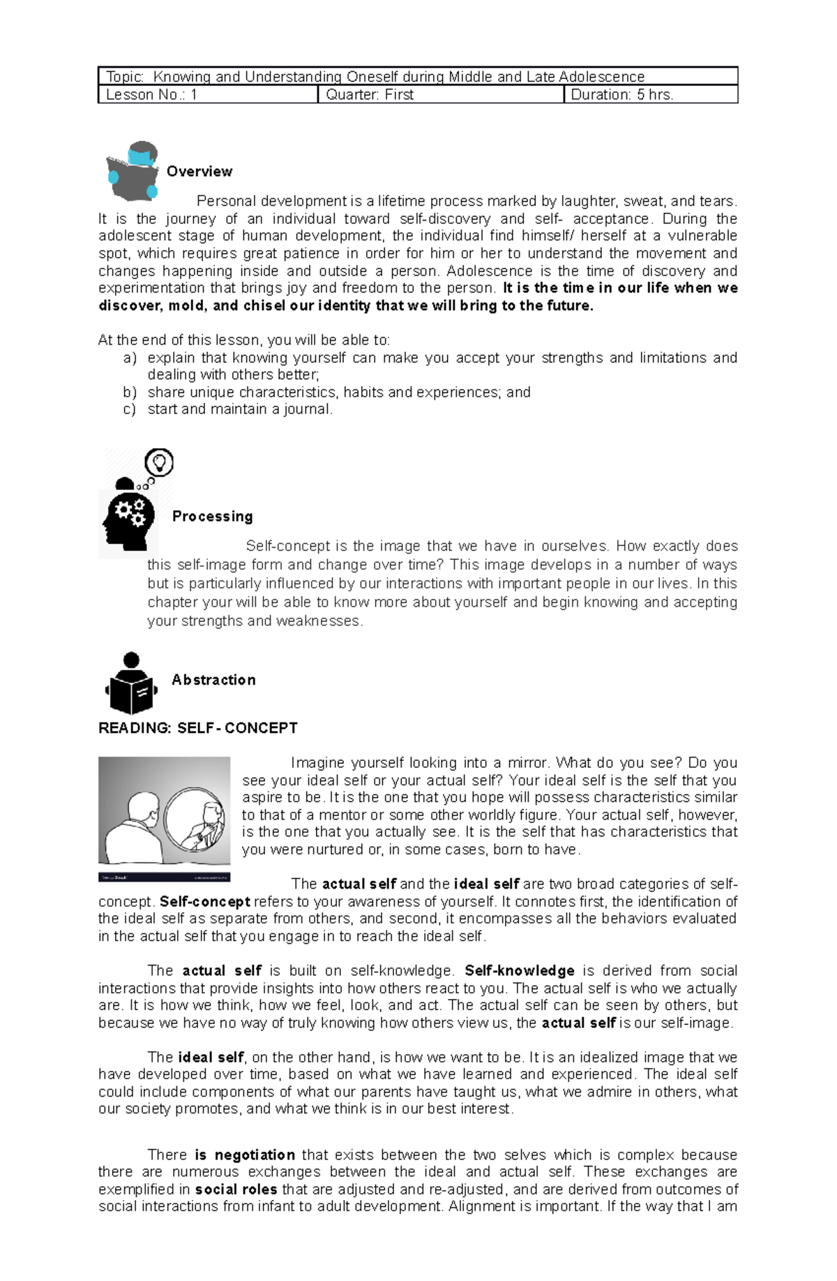 Perdev 2021 Module Topic Knowing And Understanding Oneself During Middle And Late 0446