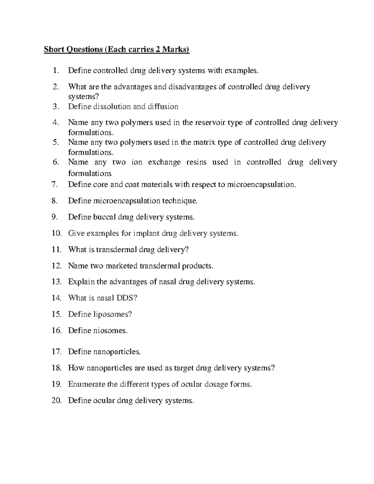 NDDS Question BANK - Short Questions (Each carries 2 Marks) Define ...