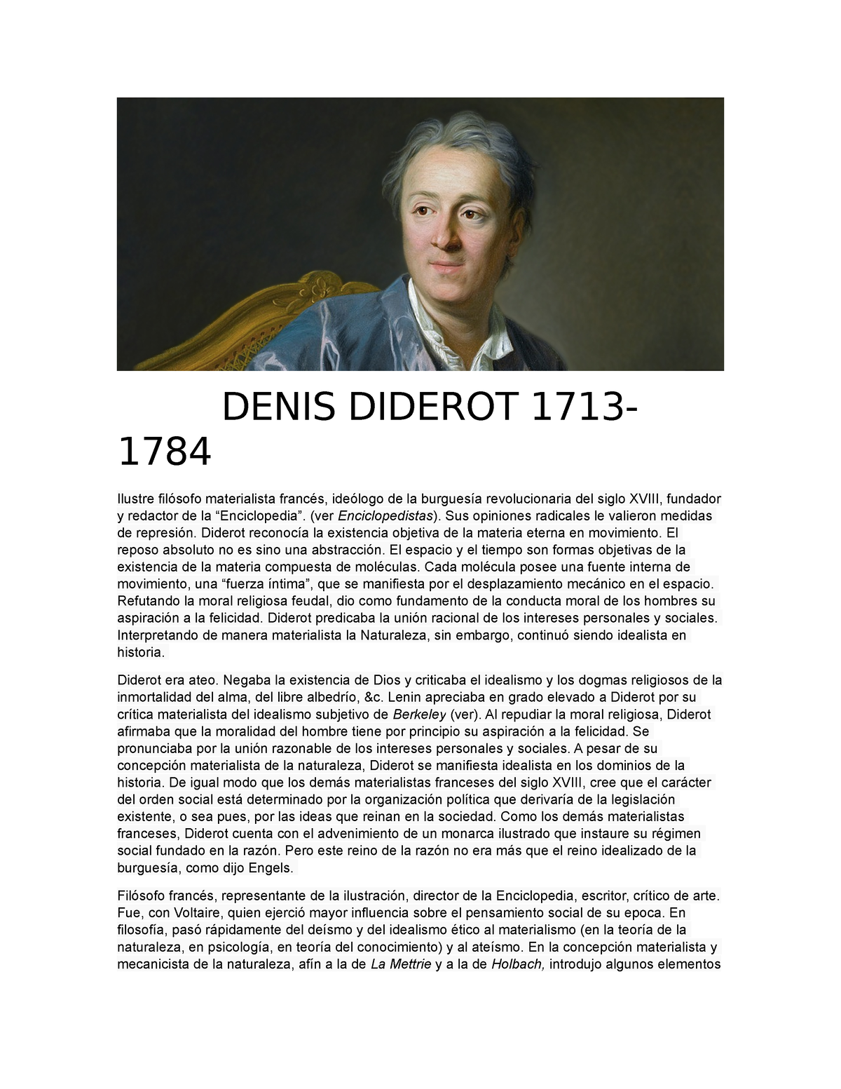 Diderot Denis Diderot 1713 1784 Ilustre Filósofo Materialista Francés Ideólogo De La 7887