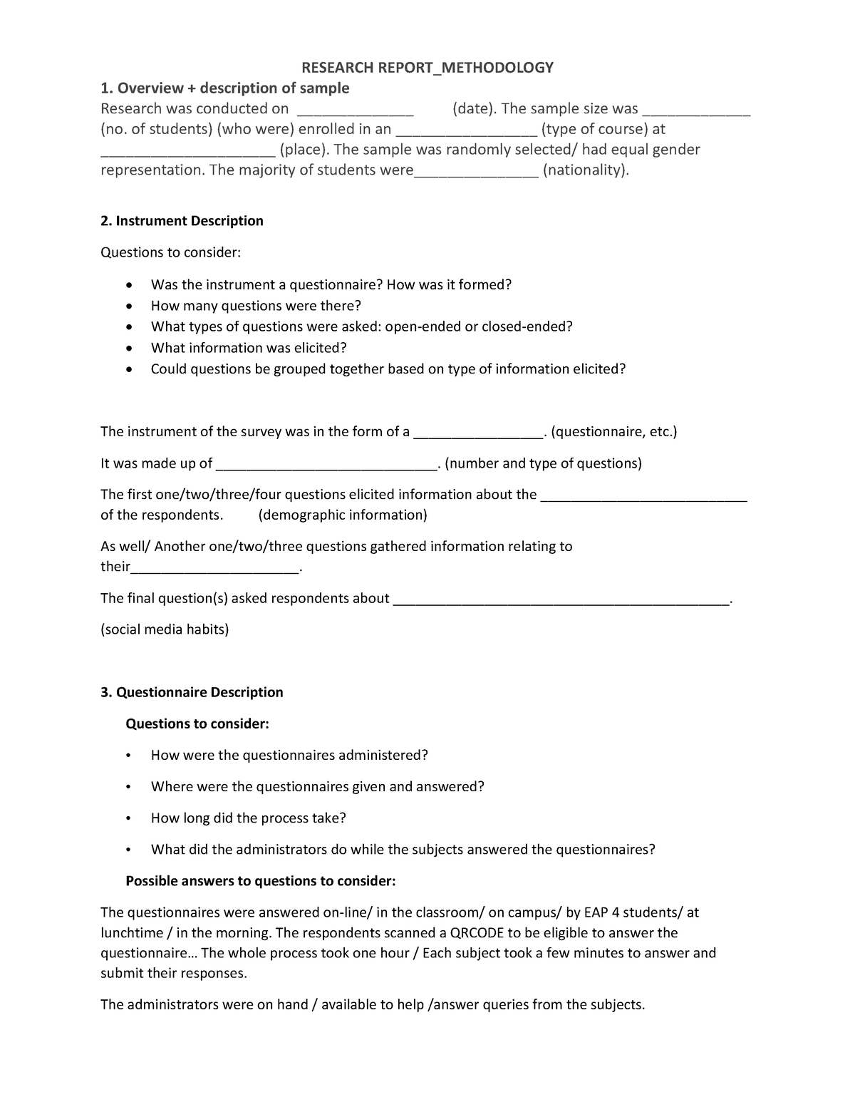 steps of report writing in research methodology