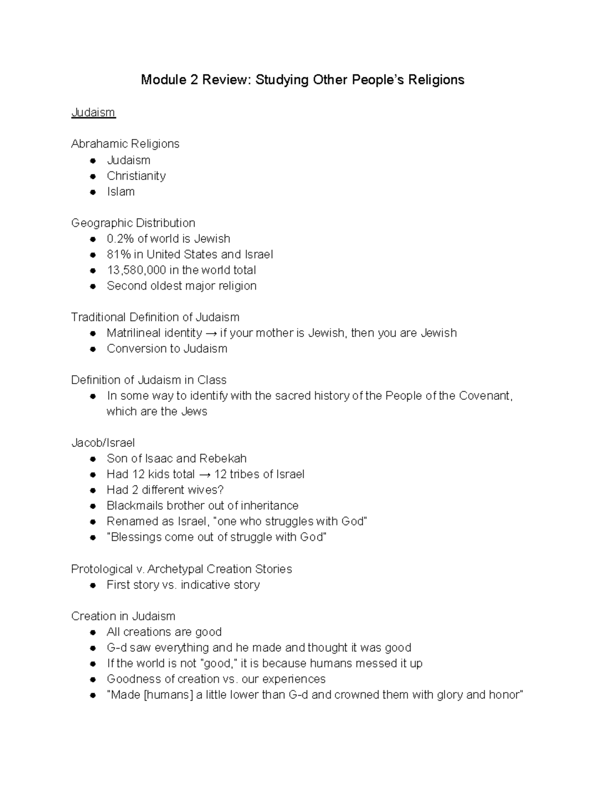 Module 2 Review - Module 2 Review: Studying Other People’s Religions ...