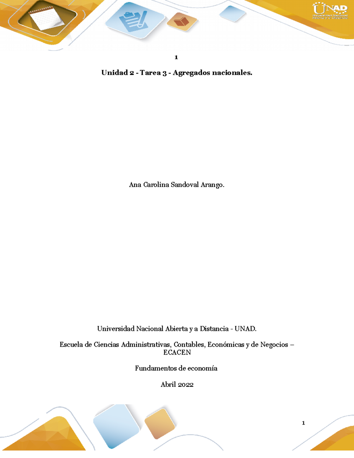 03. Ana Carolina Sandoval Tarea 3 Agregados Economicos - 1 Unidad 2 ...