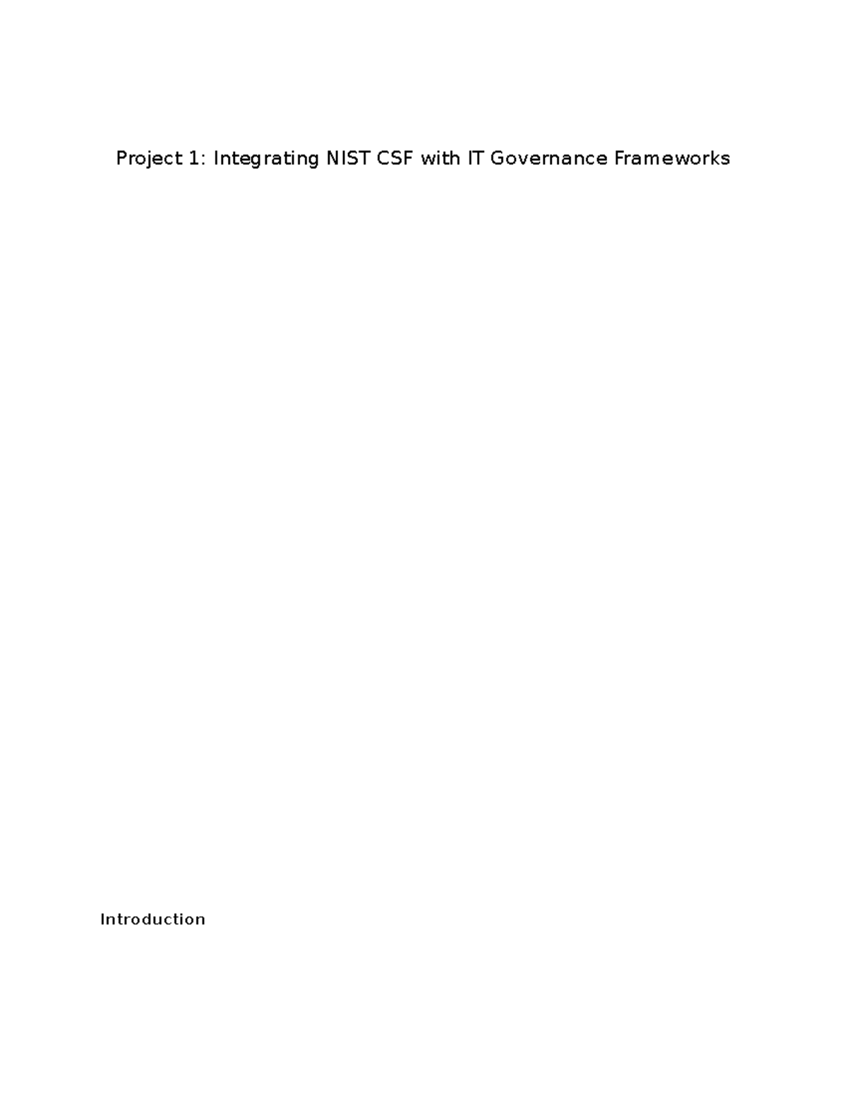 Project 1 - Integrating NIST CSF with IT Governance Frameworks paper ...