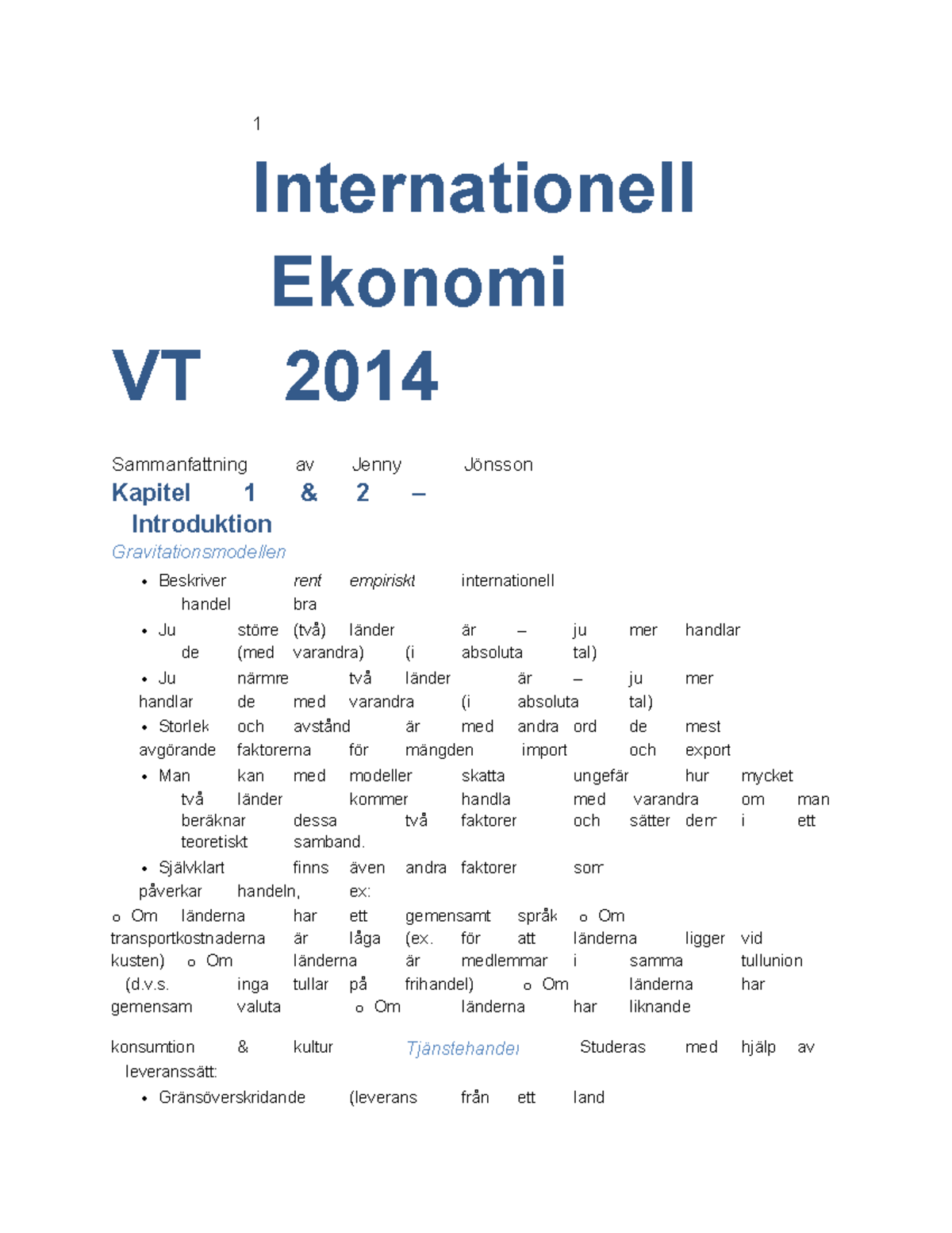 Sammanfattning Av Internationell Ekonomi Kopia - NEKA12 - Lunds ...