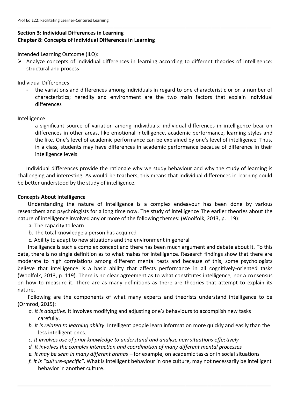 case study of individual differences